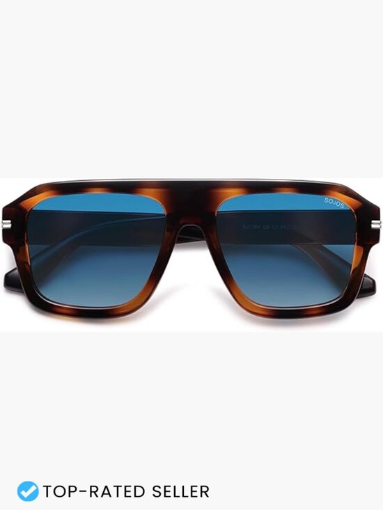 Vintage Oversized Square Aviator Sunglasses Retro Thick Frame UV400 main image 5